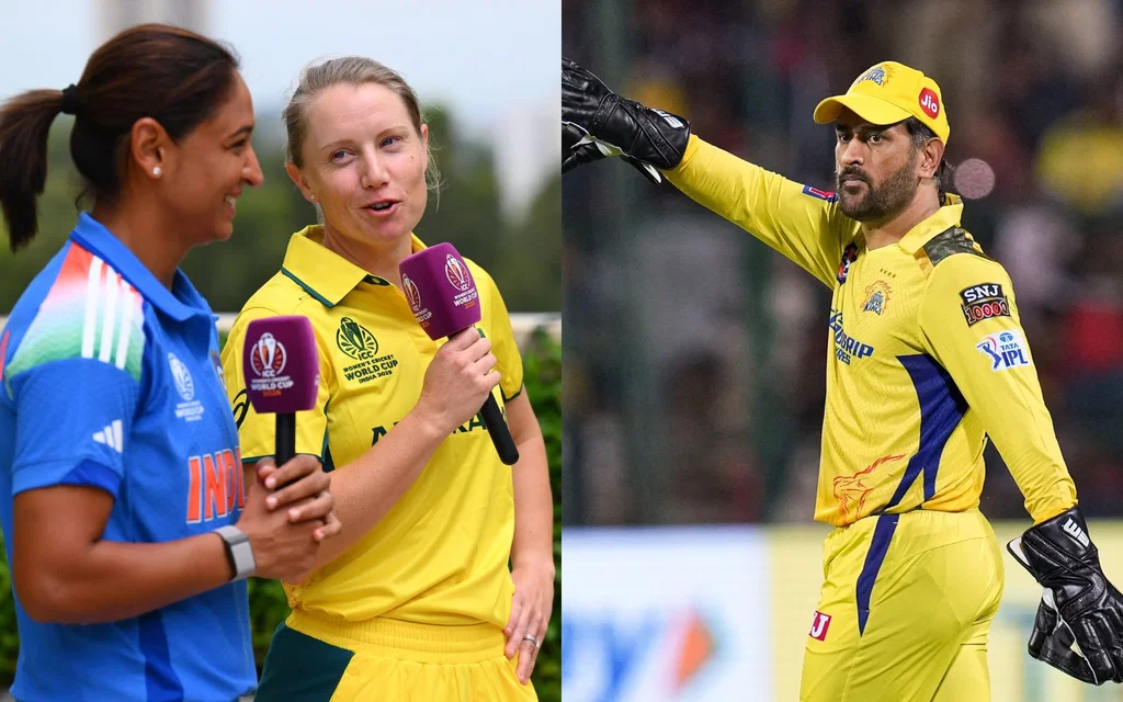 Alyssa Healy and MS Dhoni (Source: @cricketworldcup, @IPL/X.com)