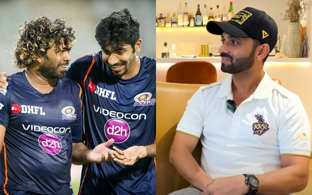 Jasprit Bumrah with Lasith Malinga; Ajinkya Rahane [Source: @CrickeTendulkar/x, @ABD360/YT]
