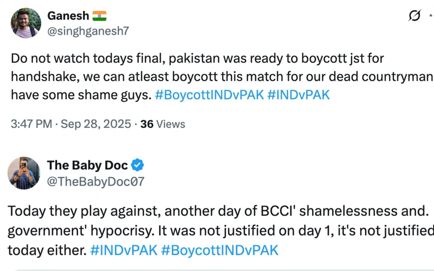 Fan tweets [Source: @singhganesh7, @TheBabyDoc07/X.com]