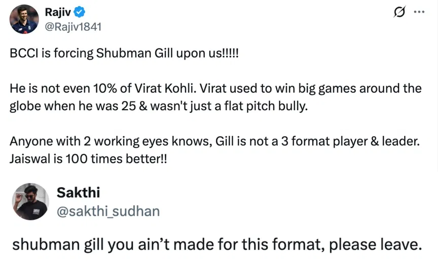 Fan tweet [Source: @Rajiv1841, @sakthi_sudhan/X.com] 