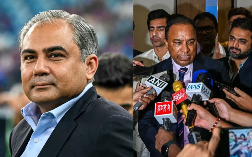 मोहसिन नकवी और देवजीत सैकिया (स्रोत: एएफपी)