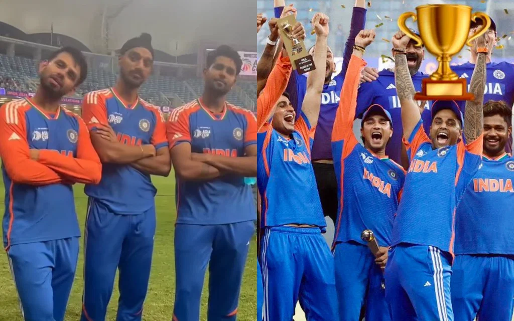 Team India celebrations. [Source - ArshdeepSingh/SuryakumarYadav/Instagram]
