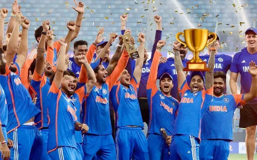 Team India Trophy Celebration. [Source - Suryakumar Yadav/x.com]