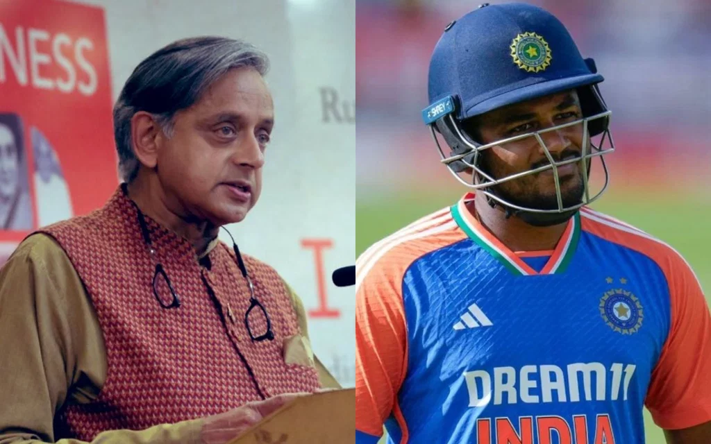 Sanju Samson receives support from veteran politician [Source: @ShashiTharoor, @Sports_Himanshu/X.com]