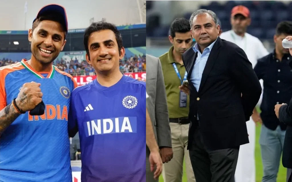 Suryakumar Yadav and Mohsin Naqvi [Source: @vinayyadav_73, @me_ganesh14/x]