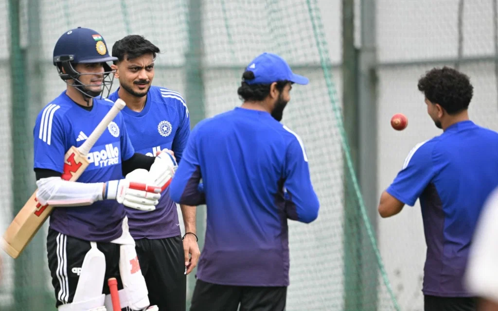 Gill on ahmedabad pitch for 1st Test [Source: AFP Photo]

