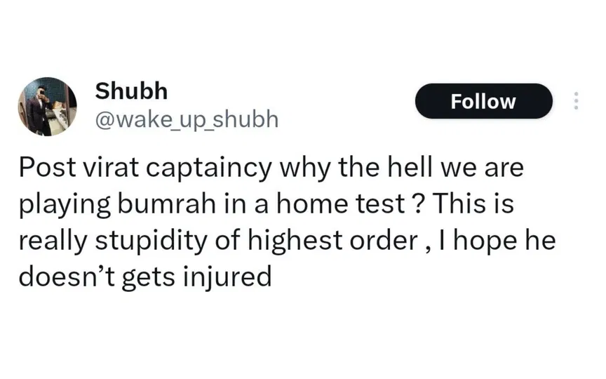 TR 1 on Bumrah. [Source - x.com]