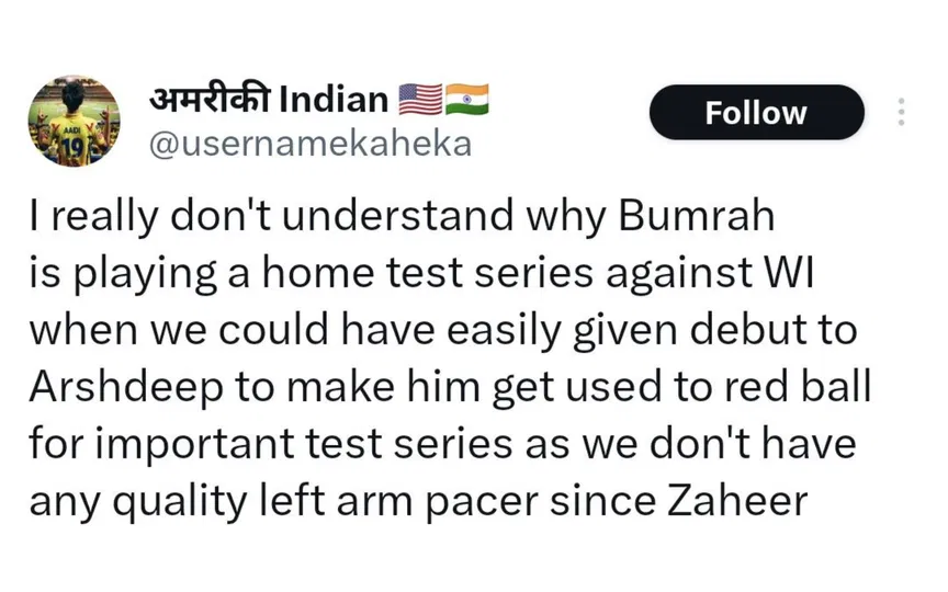 TR 5 on Bumrah. [Source - x.com]