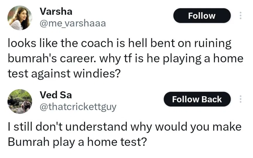 TR 8 on Bumrah. [Source - x.com]