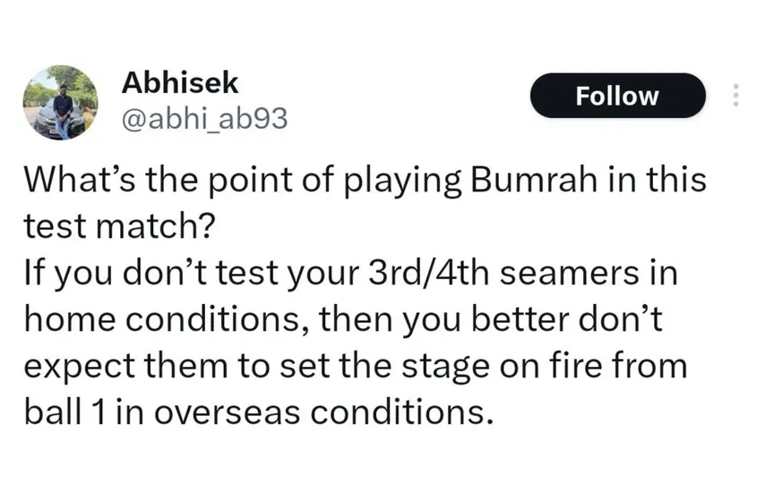 TR 9 on Bumrah. [Source - x.com]