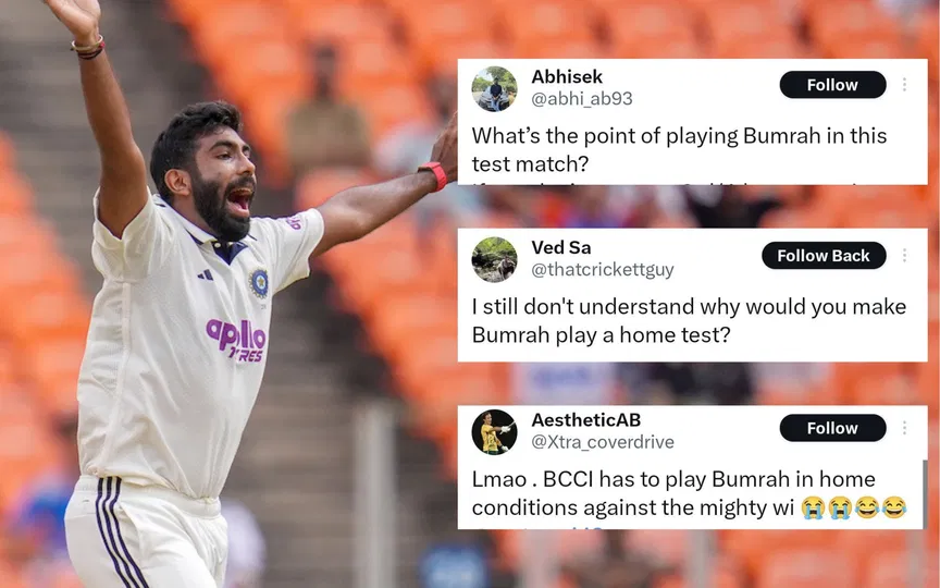 “What’s the point?”: Netizens blast Bumrah for playing home Test vs West Indies
