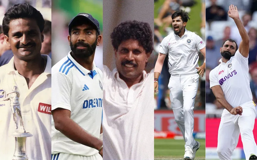 Fastest to 50 Test wickets at home for Indian pacers by innings