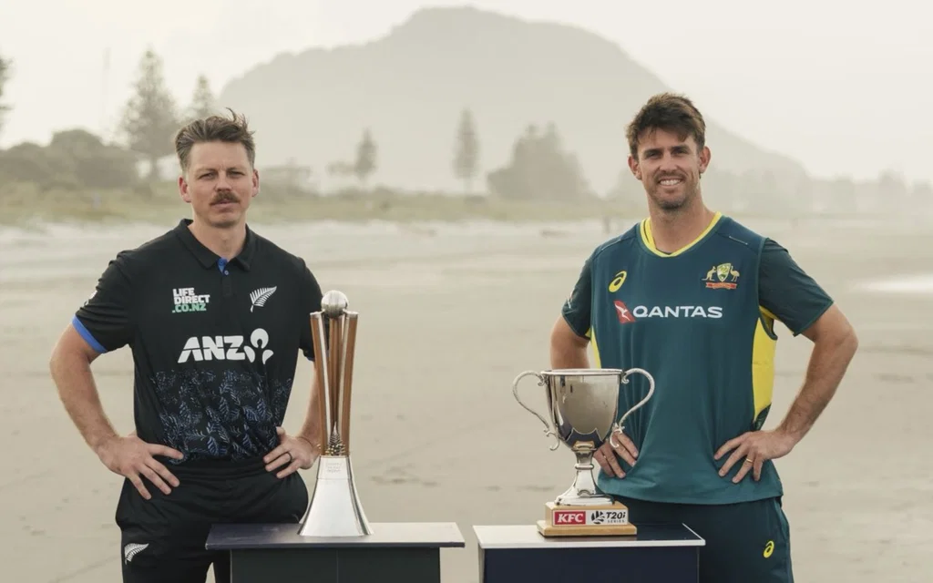 Trophy on the line ahead of NZ vs AUS 3rd T20I [Source: @BLACKCAPS/X.com]