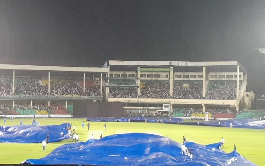 Covers on at Green Park Stadium - (source: @AbhishekSainii/X.com)