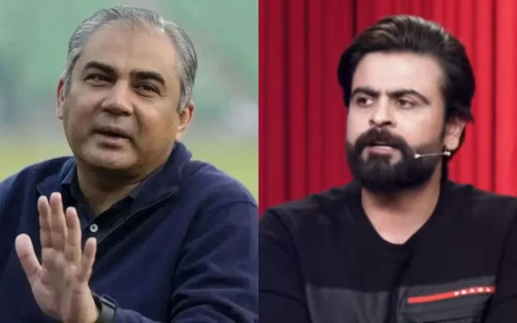 Mohsin Naqvi and Ahmed Shehzad [Source: @Aniketuppul/X.com]