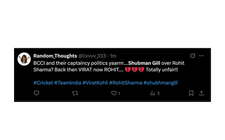 Shubman Gill over Rohit (Source:@livvvv_333,x.com)