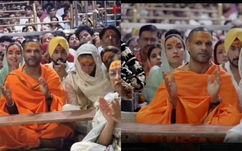 Shikhar Dhawan at Mahakaleshwar Temple (Source: @PTI_News/x.com)