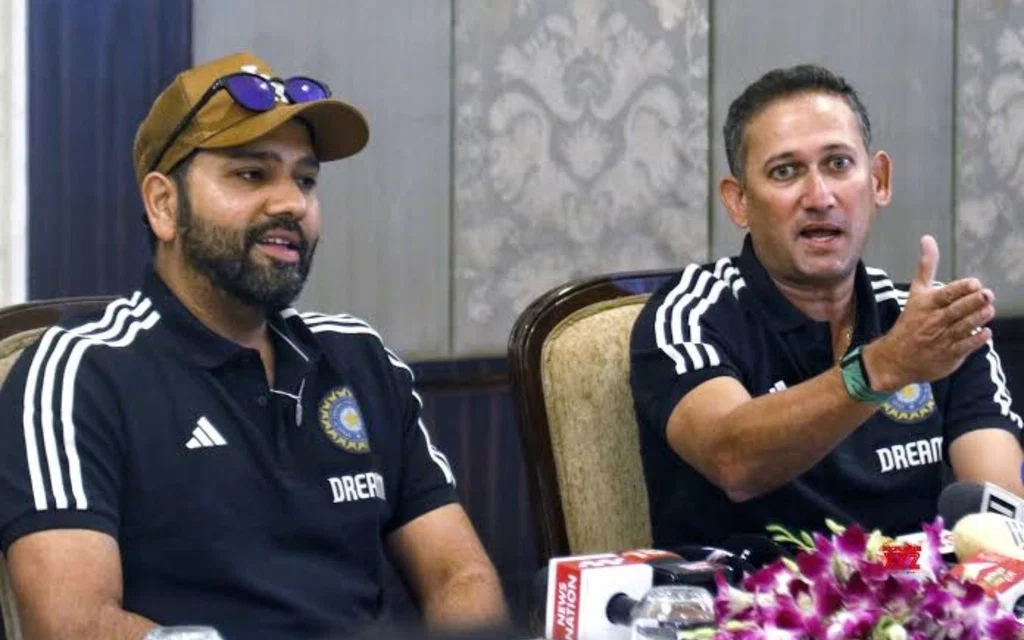 Rohit Sharma and Ajit Agarkar (Source:@Jyran45/X.com)