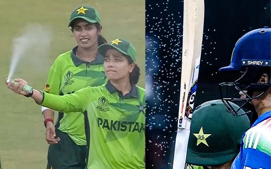 Bizarre scenes in India-Pakistan match! Fatima Sana kills flies with a magic spray
