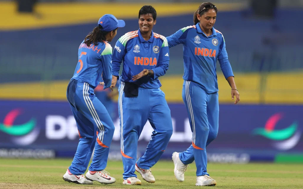 Indian players celebrating a wicket [Source: @BCCIWomen/x]