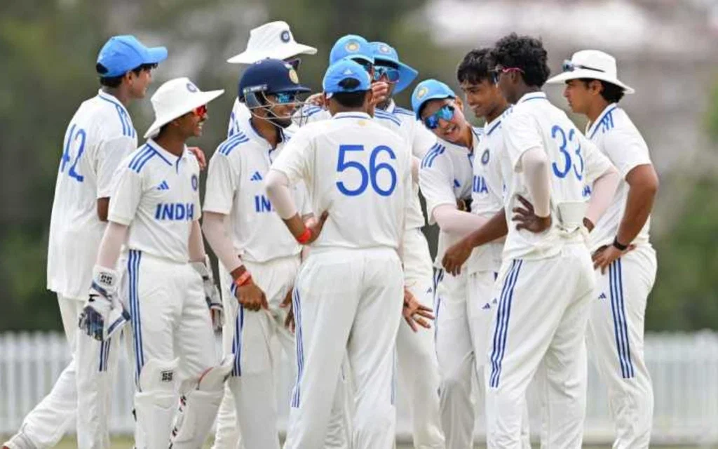 India U19 players celebrating a wicket [Source: @Cric_records45/x]
