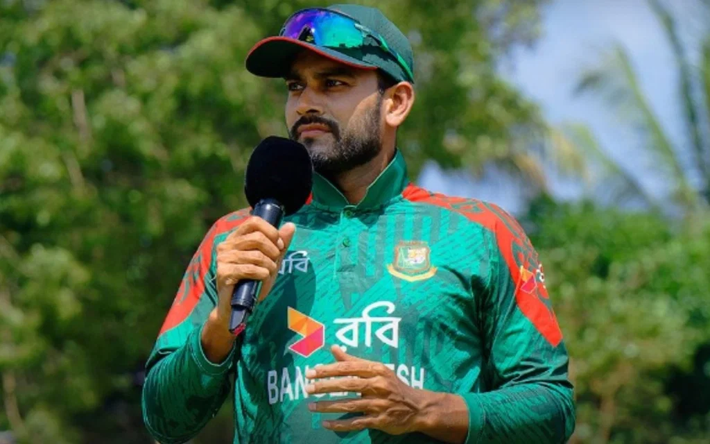 Mehidy Hasan Miraz at toss (Source:@cricketangon/X.com)