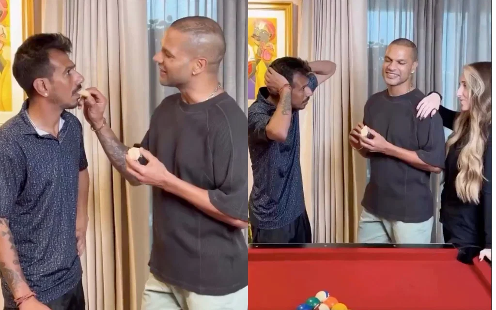 Shikhar Dhawan, Yuzi Chahal jokes about marraige [Source: @PintuKra5/X.com]