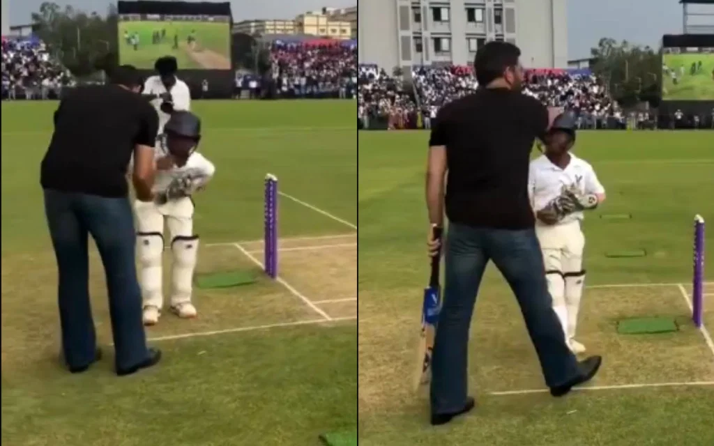 MS Dhoni with a young fan [Source: @RanaAhmad056/X.com]
