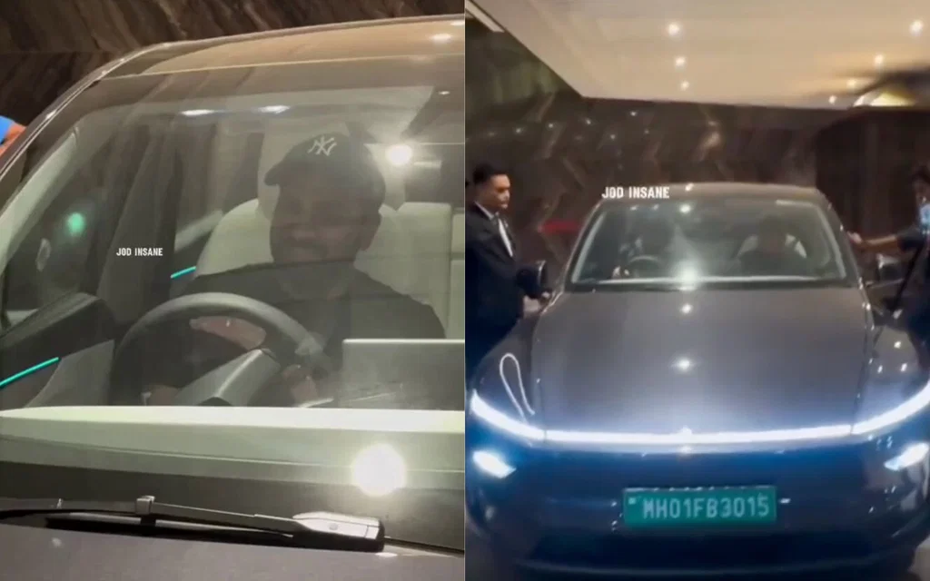 Rohit Sharma drives his Tesla around Mumbai [Source: @jod_insane/X.com]