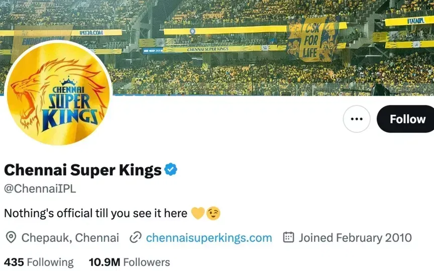 CSK's X profile [Source: @ChennaiIPL/X.com]