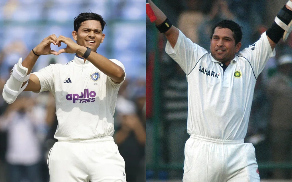 Yashasvi Jaiswal and Sachin Tendulkar [Source: @elite_cricketcompany/X.com]
