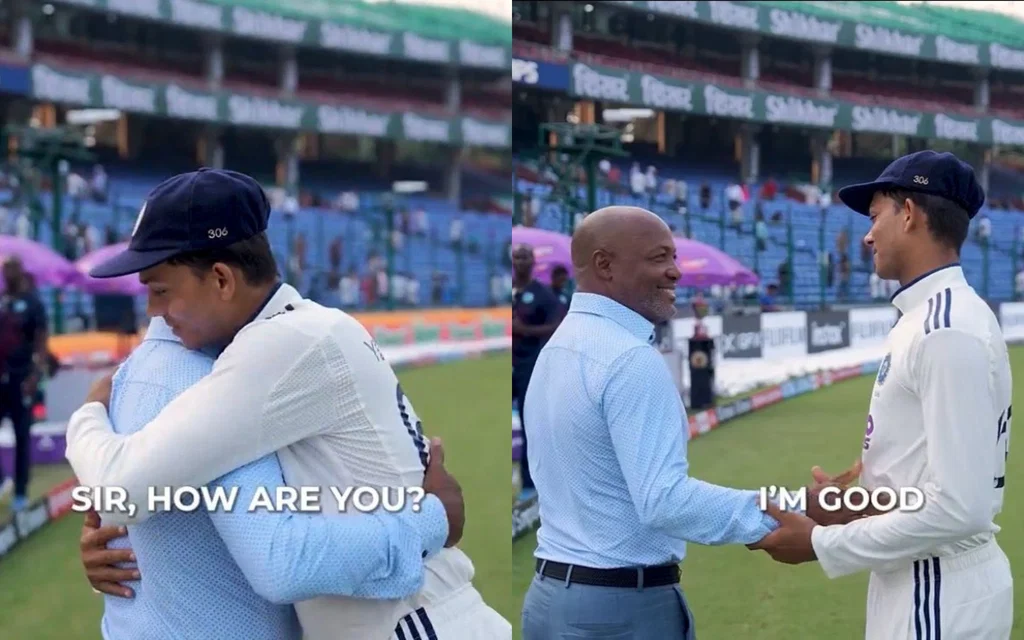Brian Lara congratulates Jaiswal (@mufaddal_vohra/x.com)