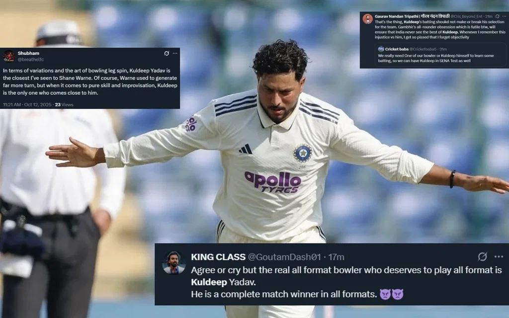 Kuldeep Yadav takes 4-fer in the 2nd IND vs WI Test [Source: Screengrabs]