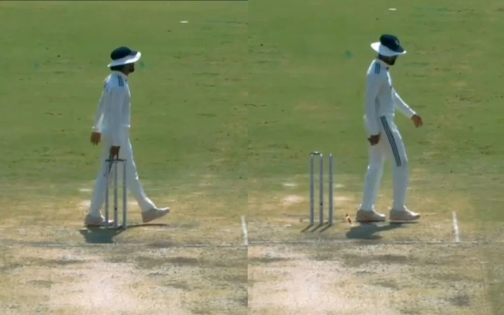 KL Rahul remove bails - (Source: ScreenGrab/Flick/X.com)