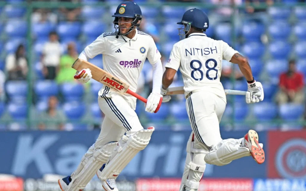 Nitish Kumar Reddy with captain Shubman Gill [Source: AFP]