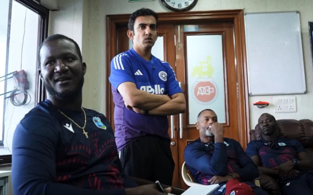 Gautam Gambhir delivers pep talk in Windies dressing roo [Source: @BCCI.tv]