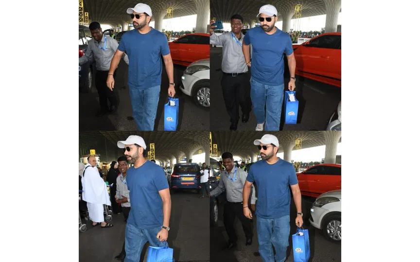 Rohit Sharma at the airport [Source: @ImTanujSingh/X.com]
