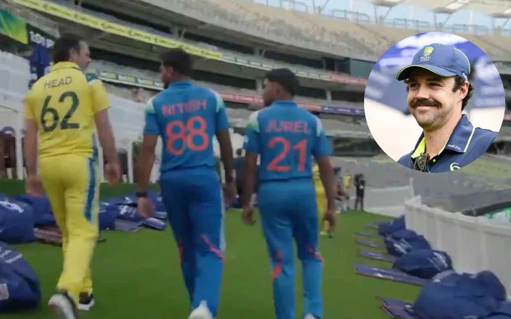Travis Head, Nitish Kumar Reddy and Dhruv Jurel [Source: @mufaddal_vohra/X.com]
