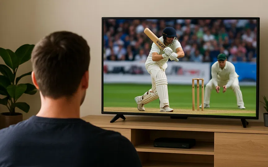 a person watching Test cricket [Source: @anukul_arora/X.com]