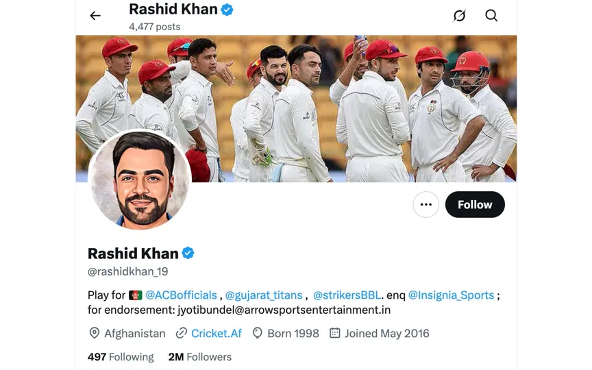 Rashid Khan's twitter profile [Source: @rashidkhan_19/X.com]