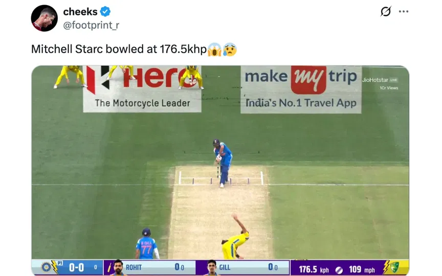 Mitchell Starc's first over [Source: @footprint_r/X.com]
