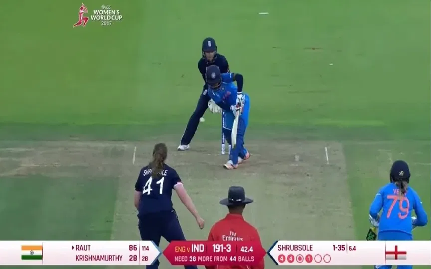 India Women in control in CWC17 Final. [Source - @bhaleraosarang/x.com]