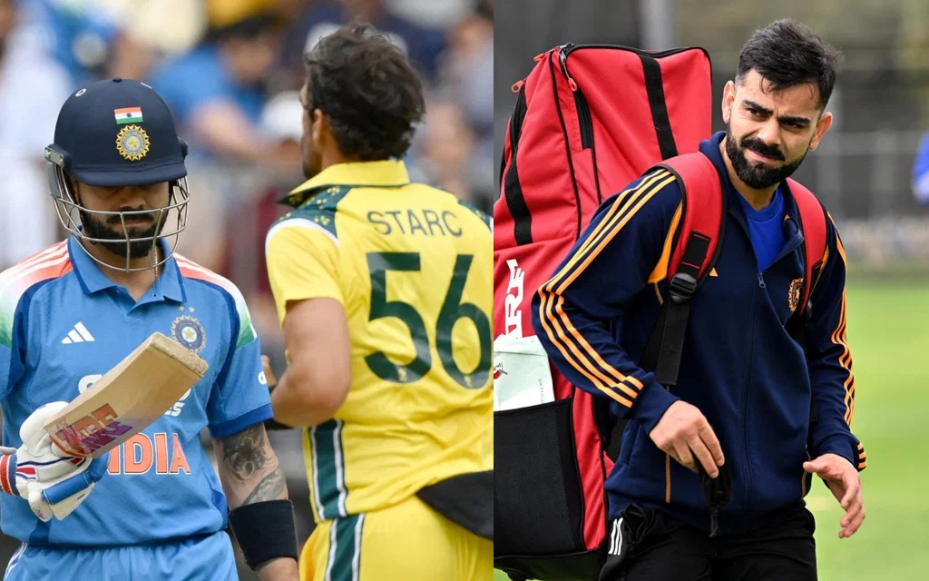 Virat Kohli in first ODI and at training (Source: AFP)