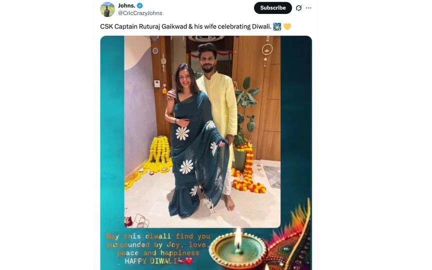 Ruturaj Gaikwad's IG story [Source: @CricCrazyJohns/X.com]