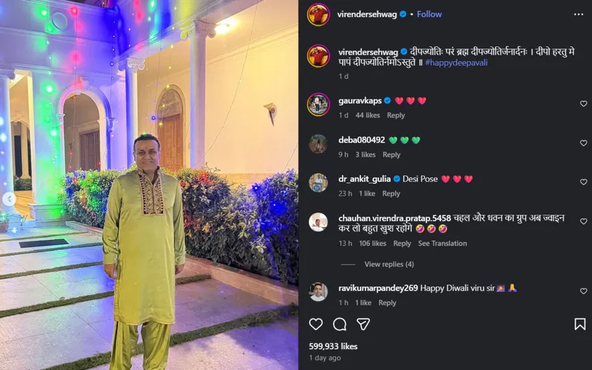 Virender Sehwag's Instagram post [Source: Screengrab from Sehwag's Instagram profile]