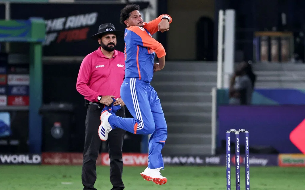 Kuldeep Yadav in action [Source: AFP]