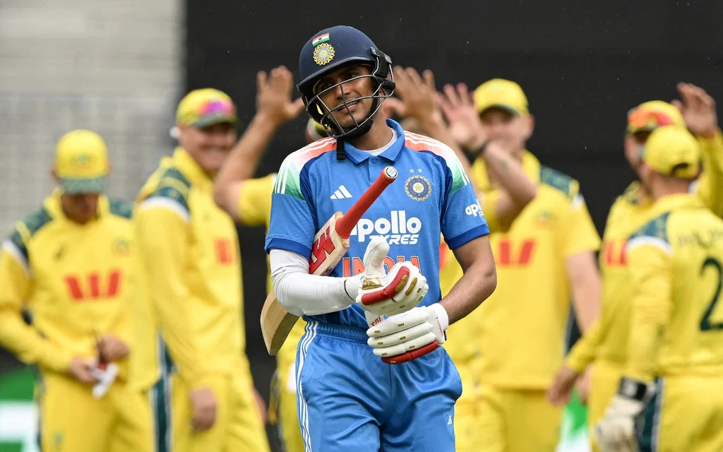 Shubman Gill after his wicket in IND vs AUS 1st ODI (Source: AFP Photos)