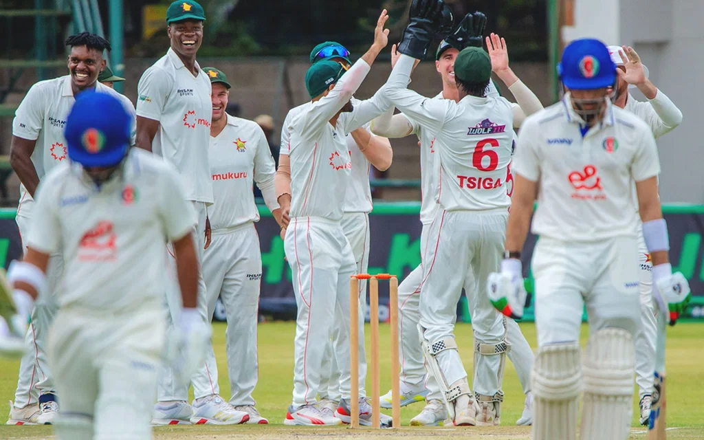 Zimbabwe players celebrating a wicket [Source: @ZimCricketv/x]