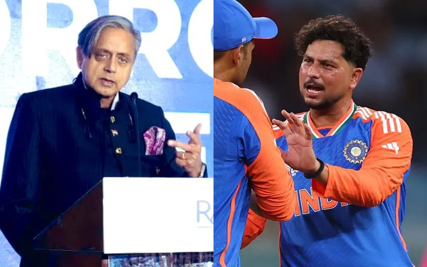 शशि थरूर ने कुलदीप यादव का समर्थन किया [स्रोत: @ShashiTharoor, @Crex_live/X.com]