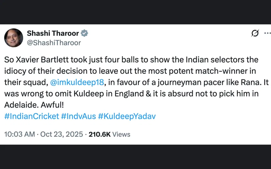 शशि थरूर का ट्वीट [स्रोत: @ShashiTharoor/X.com]